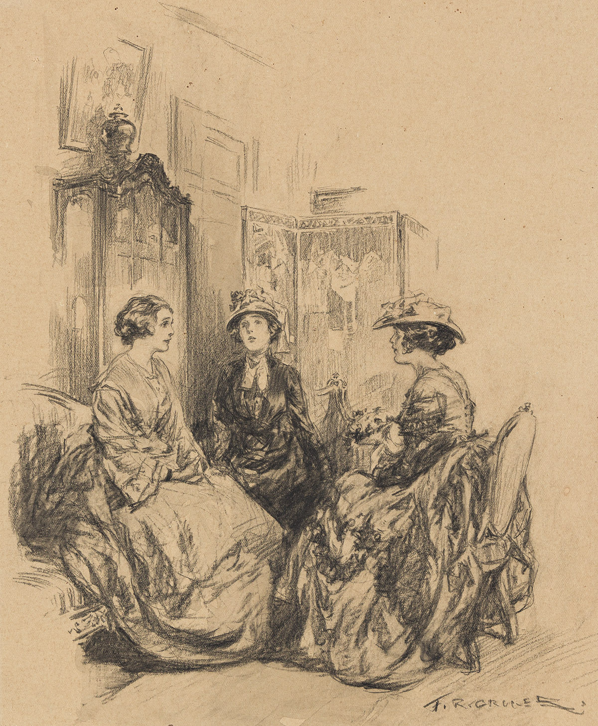 FREDERIC RODRIGO GRUGER (1871-1953) Women in conversation.
